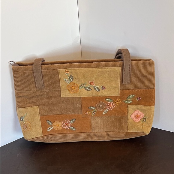 Cappelli Straworld Handbags - Cappelli Straworld Floral Patchwork Tote - Brown and Tan